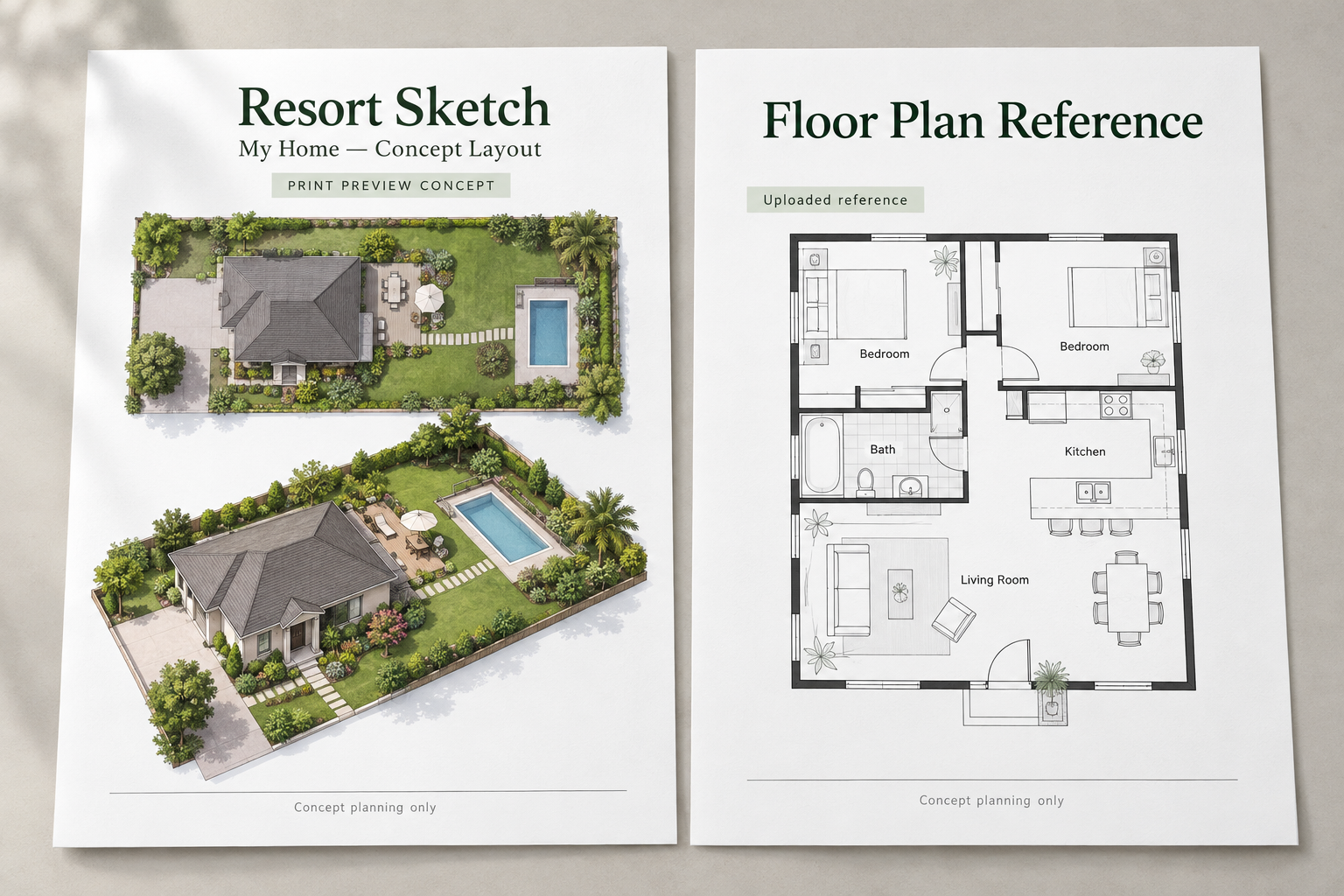 Original property report print concept and floor plan reference